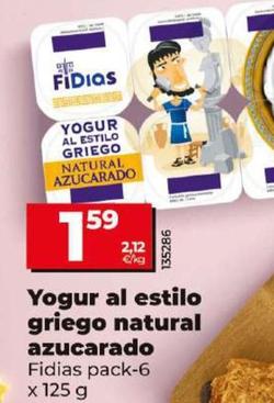 Oferta de Fidias - Yogur Al Estilo Griego Natural Azucarado  por 1,59€ en Dia