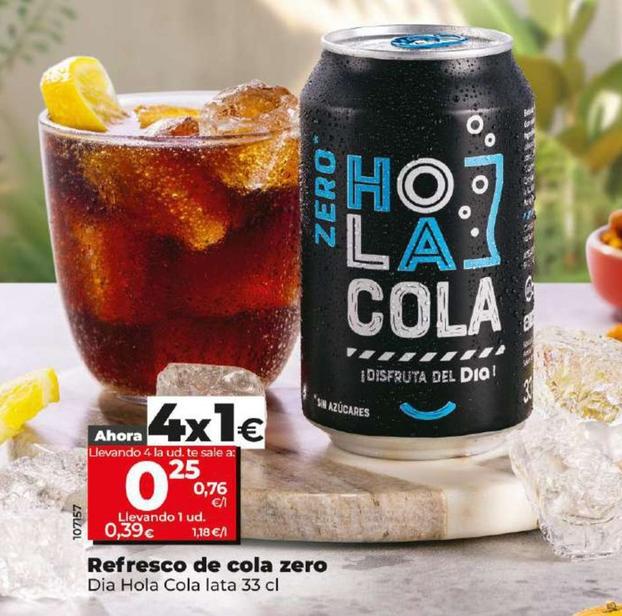Oferta de Dia Hola Cola - Refresco De Cola Zero por 0,39€ en Dia