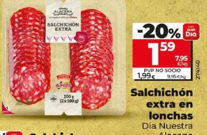 Oferta de Dia Nuestra Alacena - Salchichon Extra En Lonchas por 1,59€ en Dia