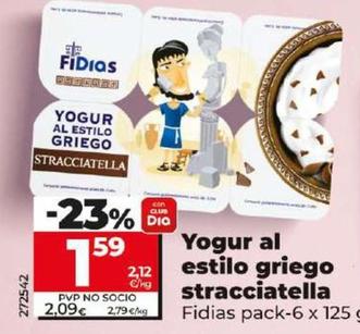 Oferta de Fidias - Yogur Al Estilo Griego Stracciatella por 1,59€ en Dia