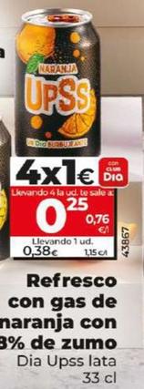 Oferta de Dia Upss - Refresco Con Gas De Naranja Con 8% De Zumo por 0,38€ en Dia