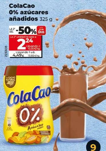 Oferta de Cola Cao - 0% Azucares Anadidos por 4,49€ en Dia
