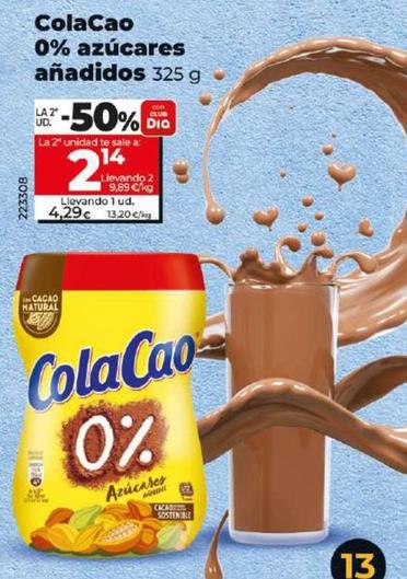 Oferta de Cola Cao - 0% Azucares Anadidos por 4,29€ en Dia