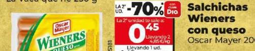 Oferta de Oscar Mayer - Salchichas Wieners Con Queso por 1,49€ en Dia