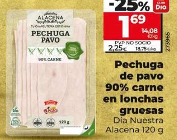 Oferta de Dia Nuestra Alacena - Pechuga De Pavo 90% Carne En Lonchas Gruesas por 1,69€ en Dia