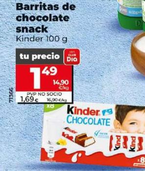 Oferta de Kinder - Barritas De Chocolate Snack por 1,49€ en Dia