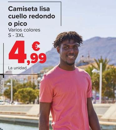Oferta de Camiseta Lisa Cuello Redondo O Pico por 4,99€ en Carrefour