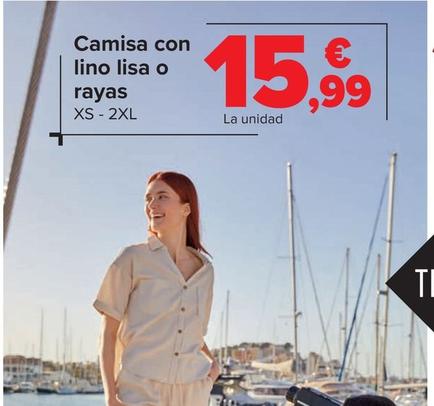 Oferta de Camisa Con Lino Lisa O Rayas por 15,99€ en Carrefour