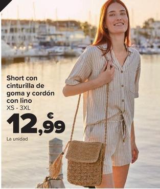 Oferta de Short Con Cinturilla De Goma Y Cordón Con Lino por 12,99€ en Carrefour