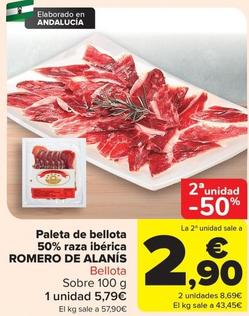 Oferta de Romero De Alanís - Paleta De Bellota 50% Raza Ibérica por 5,79€ en Carrefour