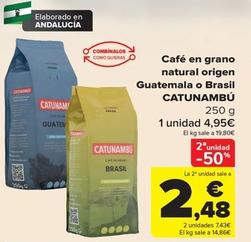 Oferta de Catunambú - Café En Grano Natural Origen Guatemala O Brasil  por 4,95€ en Carrefour