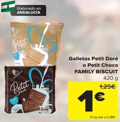 Oferta de Family Biscuit - Galletas Petit Doré O Petit Choco  por 1€ en Carrefour