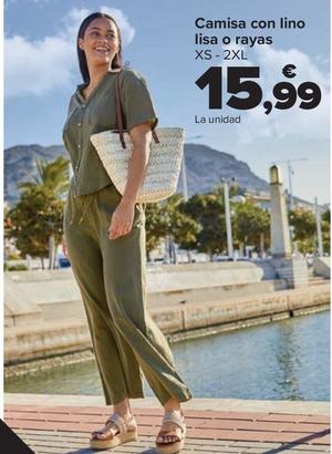 Oferta de Camisa Con Lino  Lisa O Rayas por 15,99€ en Carrefour