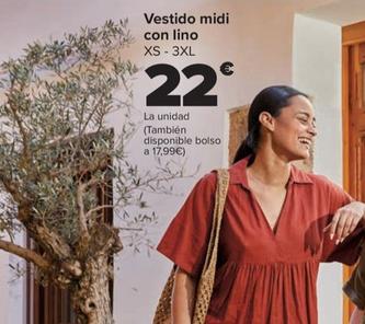 Oferta de Vestido Midi Con Lino por 22€ en Carrefour