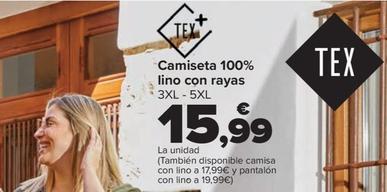 Oferta de Camiseta 100% Lino Con Rayas por 15,99€ en Carrefour