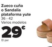 Oferta de Zueco Cuña O Sandalia Plataforma Yute por 29€ en Carrefour