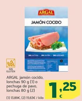 Oferta de Argal - Jamón Cocido por 1,25€ en HiperDino
