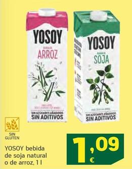 Oferta de Yosoy - Bebida De Soja Natural o De Arroz por 1,09€ en HiperDino