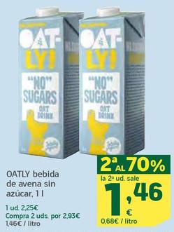 Oferta de Oatly - Bebida De Avena Sin Azucar por 2,25€ en HiperDino