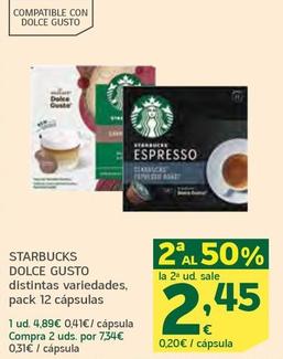 Oferta de Starbucks - Dolce Gusto Distintas Variedades por 4,89€ en HiperDino