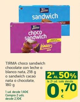 Oferta de Tirma - Choco Sandwich Chocolate Con Leche por 1,4€ en HiperDino