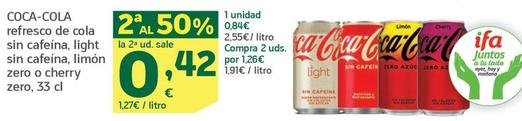 Oferta de Coca-Cola - Refresco De Cola Sin Cafeína por 0,84€ en HiperDino