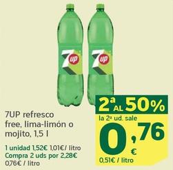 Oferta de 7up - Refresco Free por 1,52€ en HiperDino