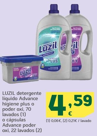 Oferta de Luzil -Detergente Líquido Advance higiene plus o Poder Oxi  por 4,59€ en HiperDino