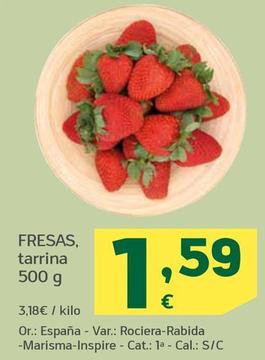 Oferta de Fresas Tarrina por 1,59€ en HiperDino