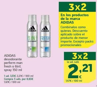 Oferta de Adidas - Desodorante Perform Man Fresh O 6in1 Spray por 3,31€ en HiperDino