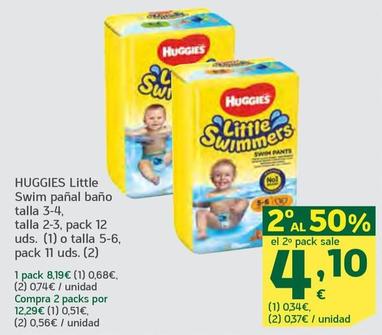 Oferta de Huggies - Little Swim Pañal Baño Talla 3-4 por 8,19€ en HiperDino