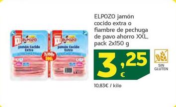 Oferta de Elpozo - Jamon Cocido Extra O Fiambre De Pechuga De Pavo Ahorro XXL por 3,25€ en HiperDino