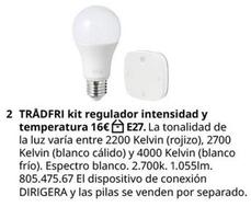Oferta de Ikea - Kit Regulador Intensidad Y Temperatura por 16€ en IKEA
