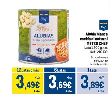 Oferta de Metro Chef - Alubia Blanca Cocida Al Natural por 3,89€ en Makro