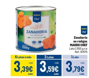 Oferta de Makro - Zanahoria En Rodajas por 3,79€ en Makro