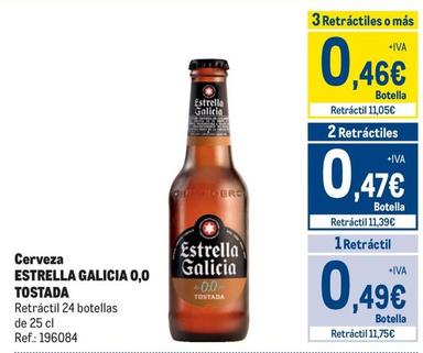 Oferta de Estrella Galicia - Cerveza 0,0 Tostada por 0,49€ en Makro