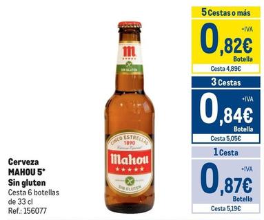 Oferta de Mahou - Cerveza 5* Sin Gluten por 0,87€ en Makro