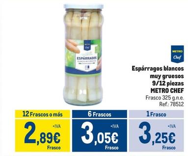 Oferta de Metro Chef - Espárragos Blancos Muy Gruesos 9/12 Piezas por 3,25€ en Makro