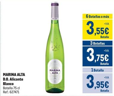 Oferta de Marina Alta - D.O. Alicante Blanco por 3,95€ en Makro