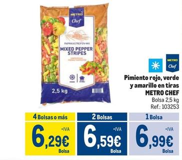 Oferta de Metro Chef - Pimiento Rojo Verde Y Amarillo En Tiras por 6,99€ en Makro