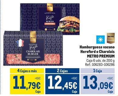 Oferta de Metro Premium - Hamburguesa Vacuno Hereford O Charolais por 13,09€ en Makro