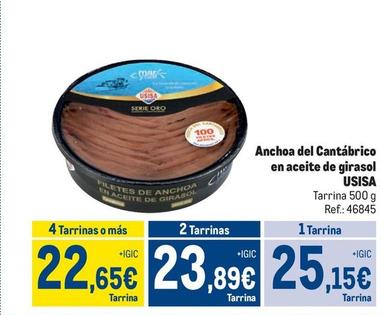 Oferta de Usisa - Anchoa Del Cantábrico En Aceite De Girasol por 25,15€ en Makro