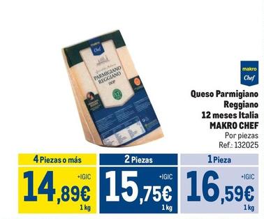 Oferta de Makro Chef - Queso Parmigiano Reggiano 12 Meses Italia por 16,59€ en Makro