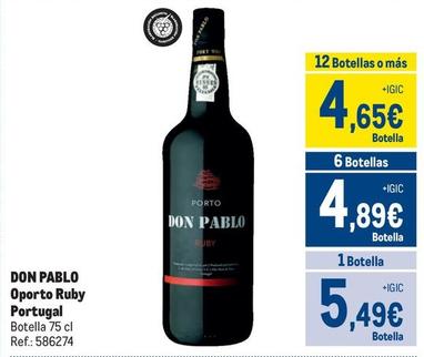 Oferta de Don Pablo - Oporto Ruby Portugal por 5,49€ en Makro
