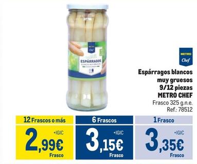 Oferta de Metro Chef - Espárragos Blancos Muy Gruesos por 3,35€ en Makro