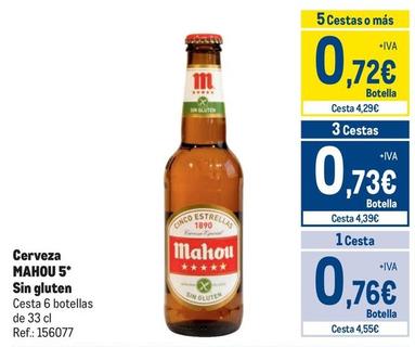 Oferta de Mahou - Cerveza 5* Sin Gluten por 0,76€ en Makro