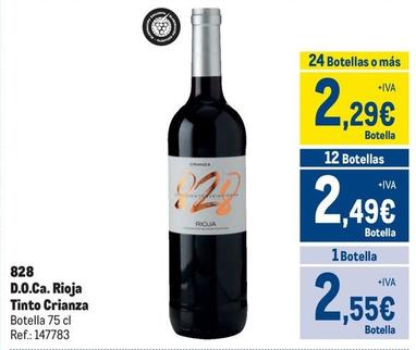 Oferta de 828 - D.o.ca. Rioja Tinto Crianza por 2,55€ en Makro