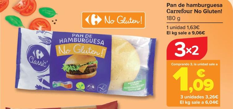 Oferta de Carrefour - Pan De Hamburguesa No Gluten por 1,54€ en Carrefour