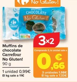 Oferta de Carrefour - Muffin De Chocolate No Gluten por 0,99€ en Carrefour