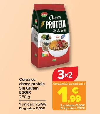 Oferta de Esgir - Cereales Choco Protein Sin Gluten por 2,99€ en Carrefour